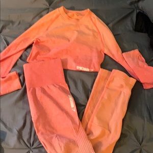 Pink & peach gymshark dupe set